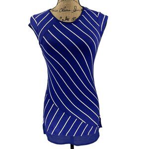 Apt. 9 Striped Tank Blue and white sheer hem detail size PXS